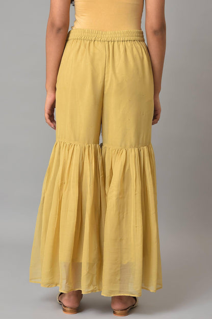 Gold Chiffon Flared Sharara - wforwoman