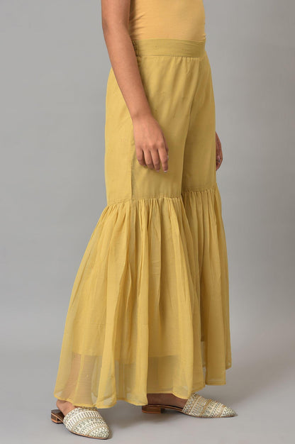 Gold Chiffon Flared Sharara - wforwoman