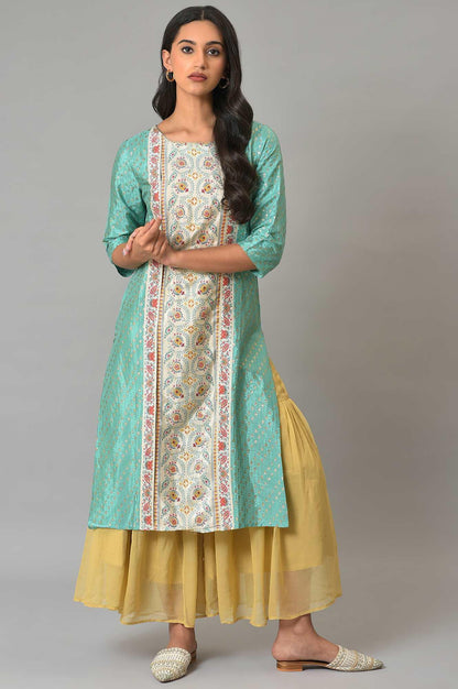Gold Chiffon Flared Sharara - wforwoman