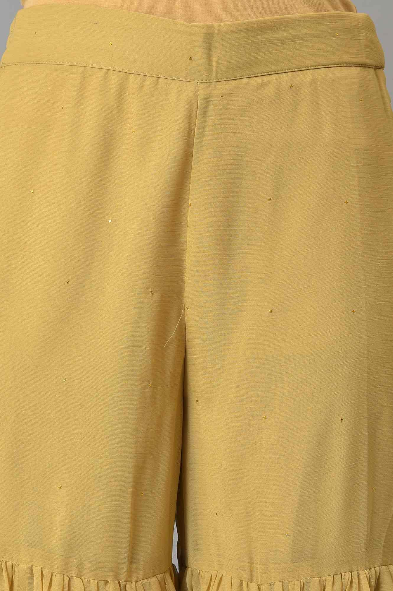 Gold Chiffon Flared Sharara - wforwoman