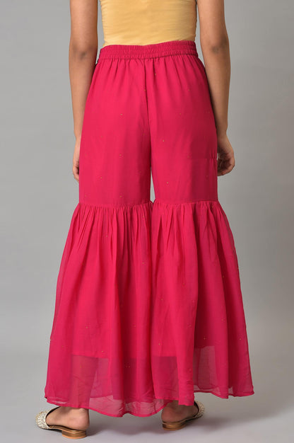 Pink Chiffon Flared Sharara - wforwoman