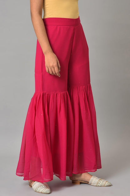 Pink Chiffon Flared Sharara - wforwoman