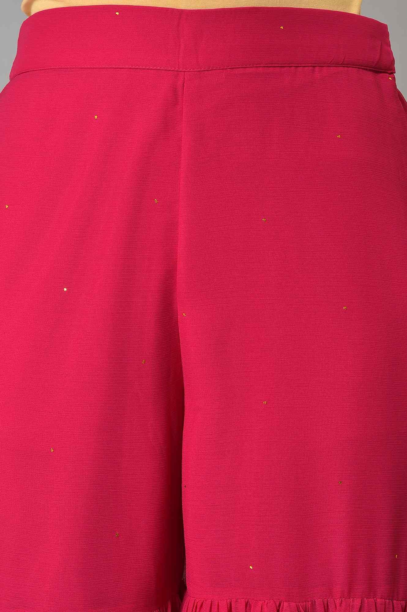 Pink Chiffon Flared Sharara - wforwoman