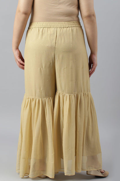 Gold Chiffon Flared Plus Size Sharara - wforwoman