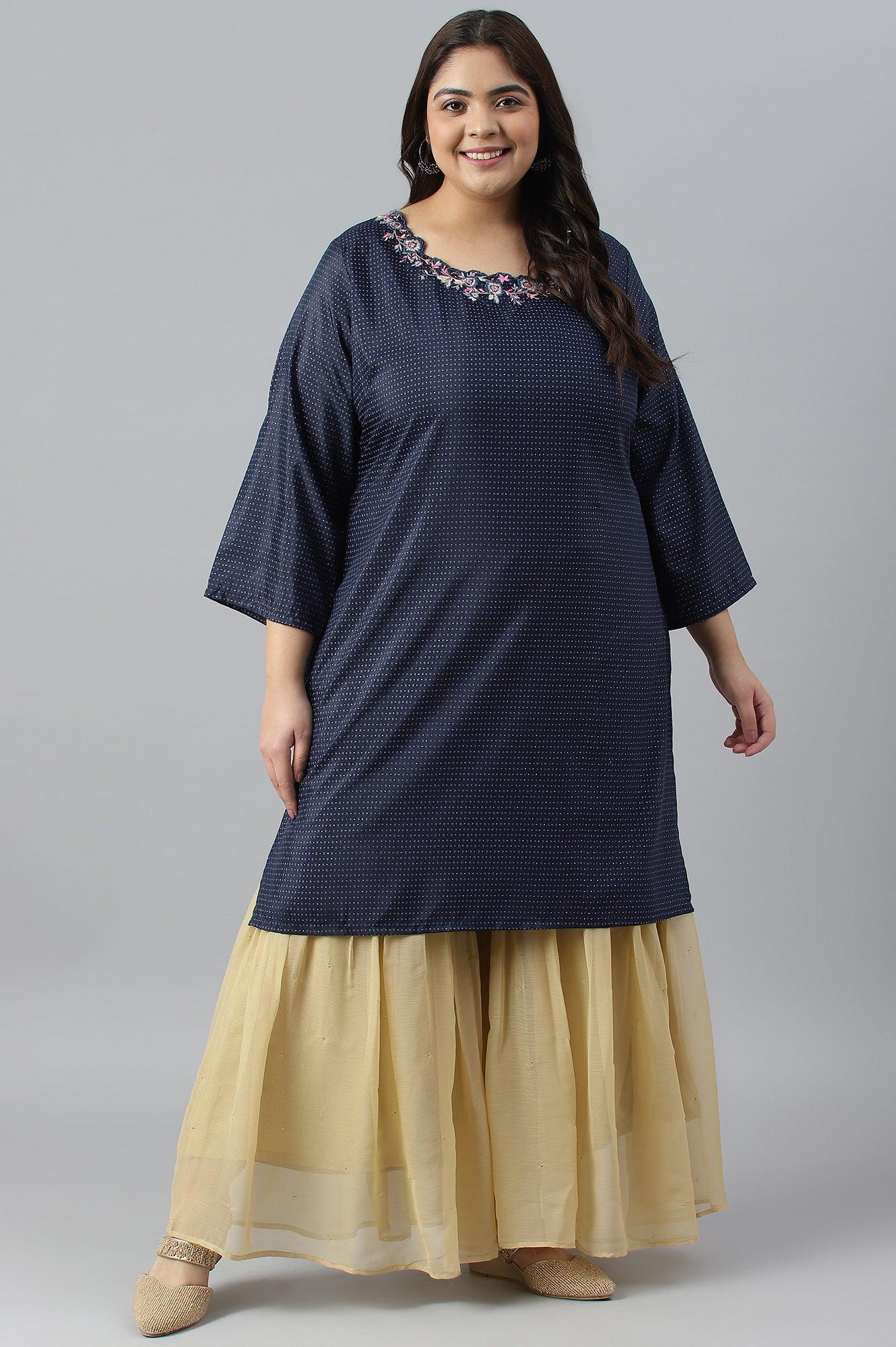 Gold Chiffon Flared Plus Size Sharara - wforwoman