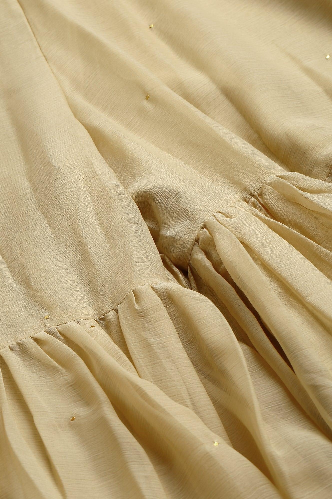 Gold Chiffon Flared Plus Size Sharara - wforwoman