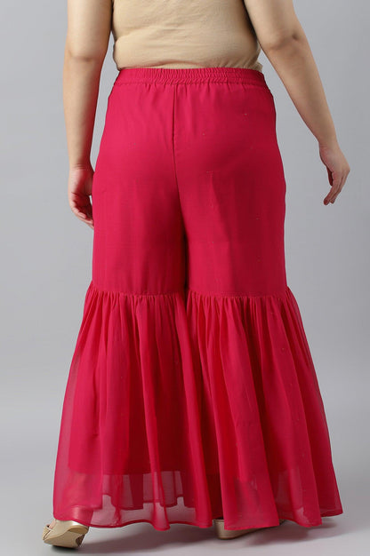 Pink Chiffon Flared Plus Size Sharara - wforwoman