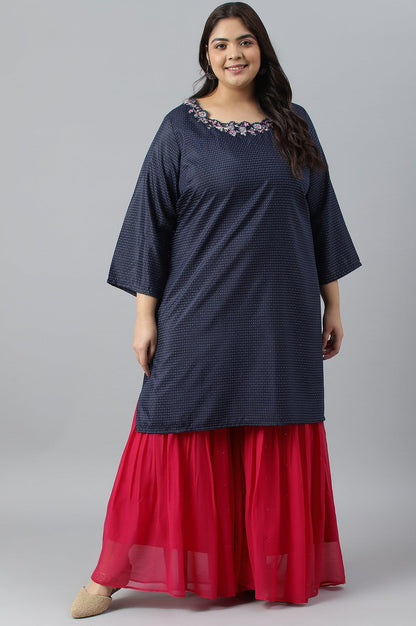 Pink Chiffon Flared Plus Size Sharara - wforwoman