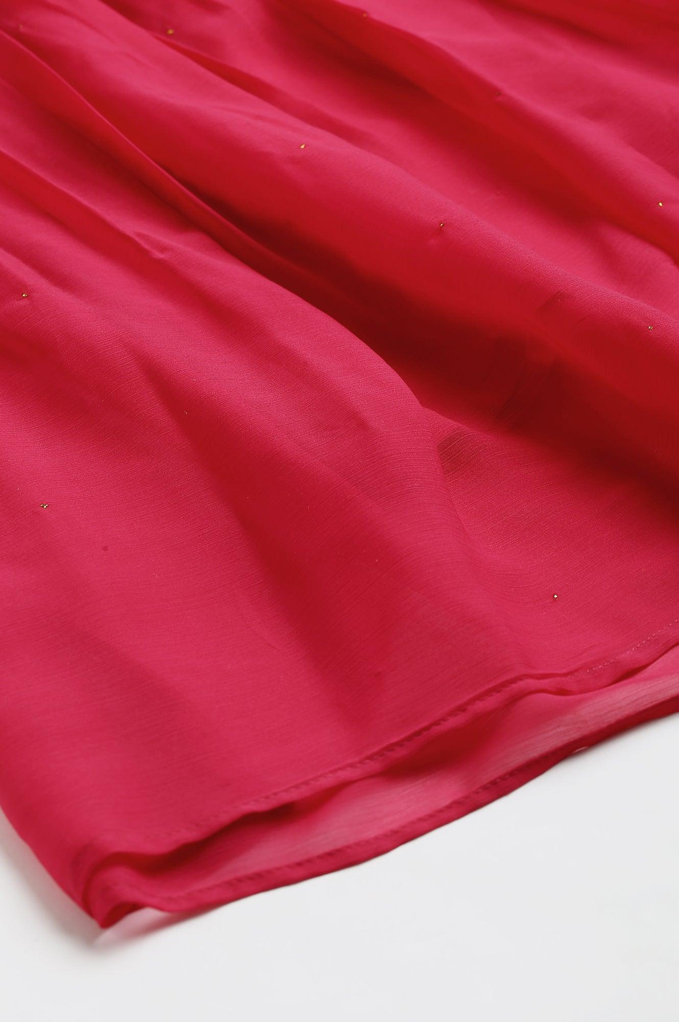 Pink Chiffon Flared Plus Size Sharara - wforwoman