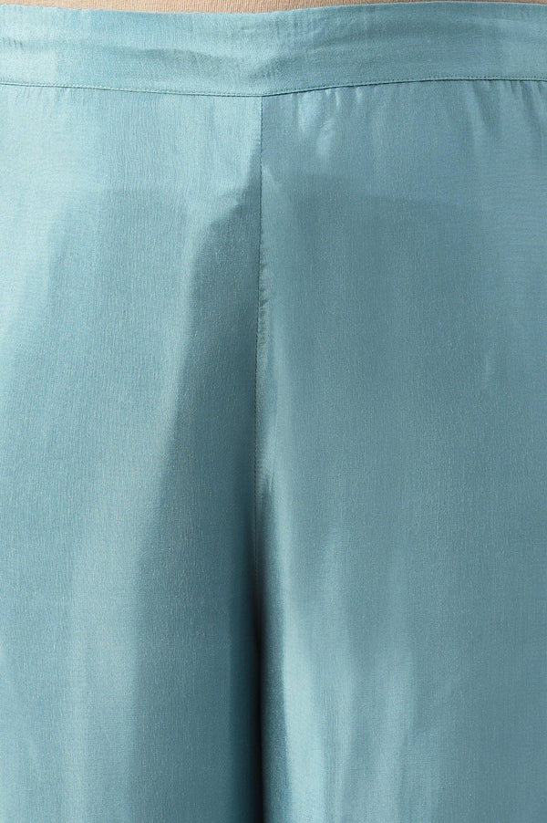 Plus Size Aqua Blue Shantung Straight Parallel Pants
