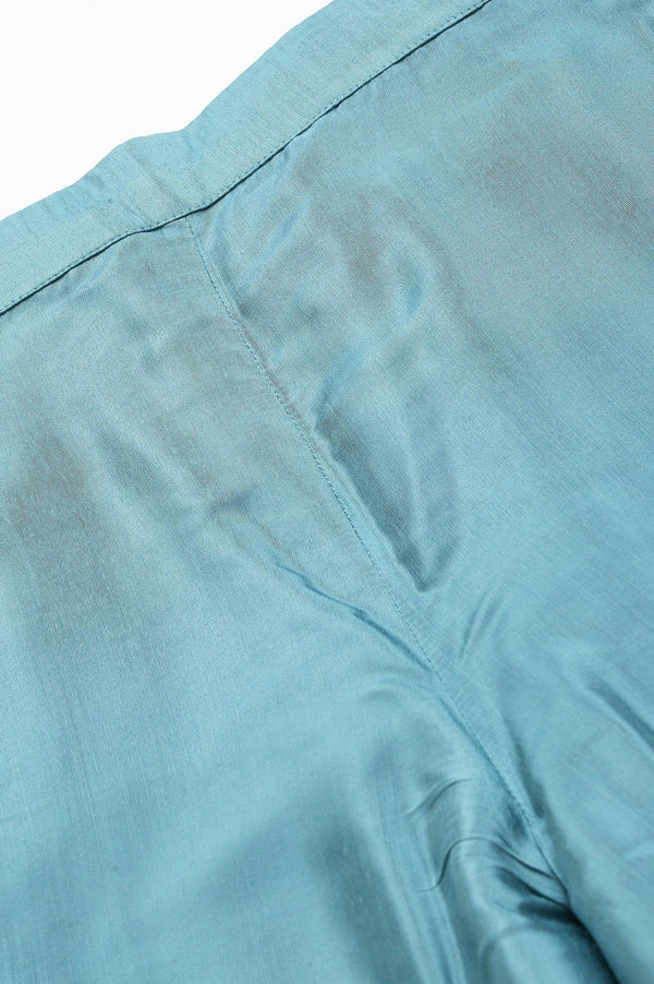Plus Size Aqua Blue Shantung Straight Parallel Pants
