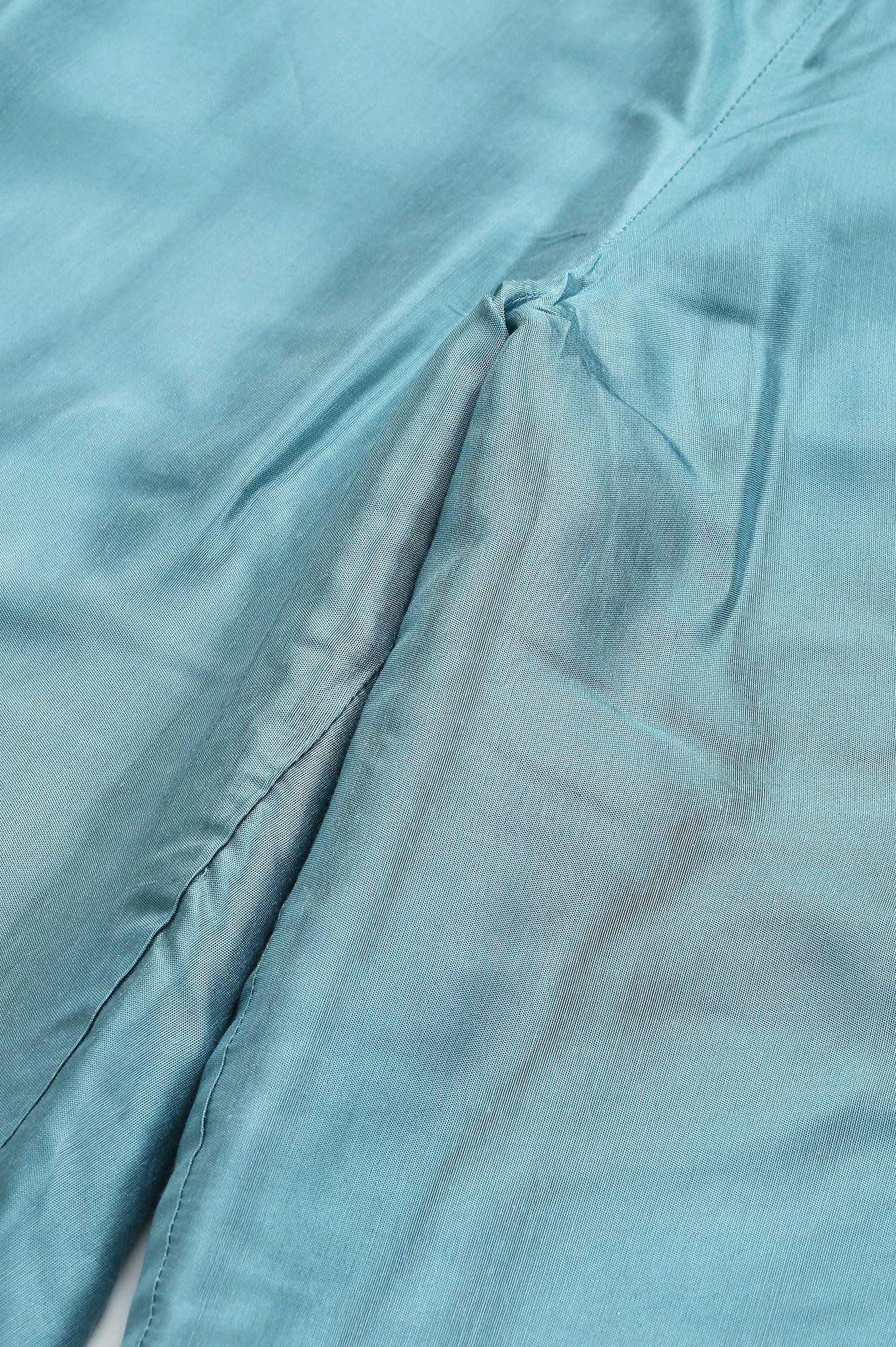 Plus Size Aqua Blue Shantung Straight Parallel Pants - wforwoman