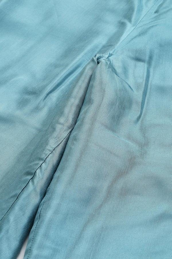 Plus Size Aqua Blue Shantung Straight Parallel Pants
