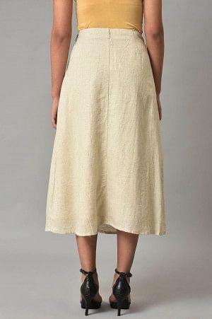 Ecru A-Line Stripe Printed Skirt - wforwoman