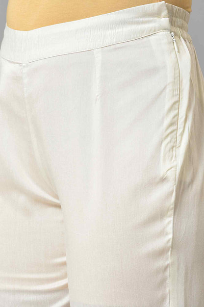 White Solid Light Festive Straight Slim Pants