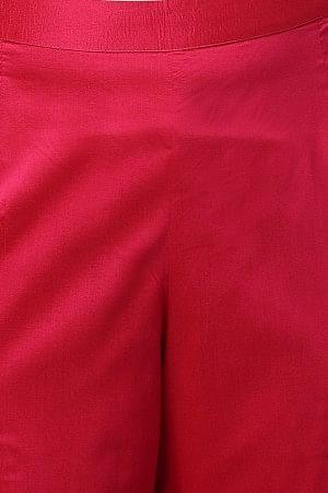 Dark Pink Solid Light Festive Plus Size Slim Pants