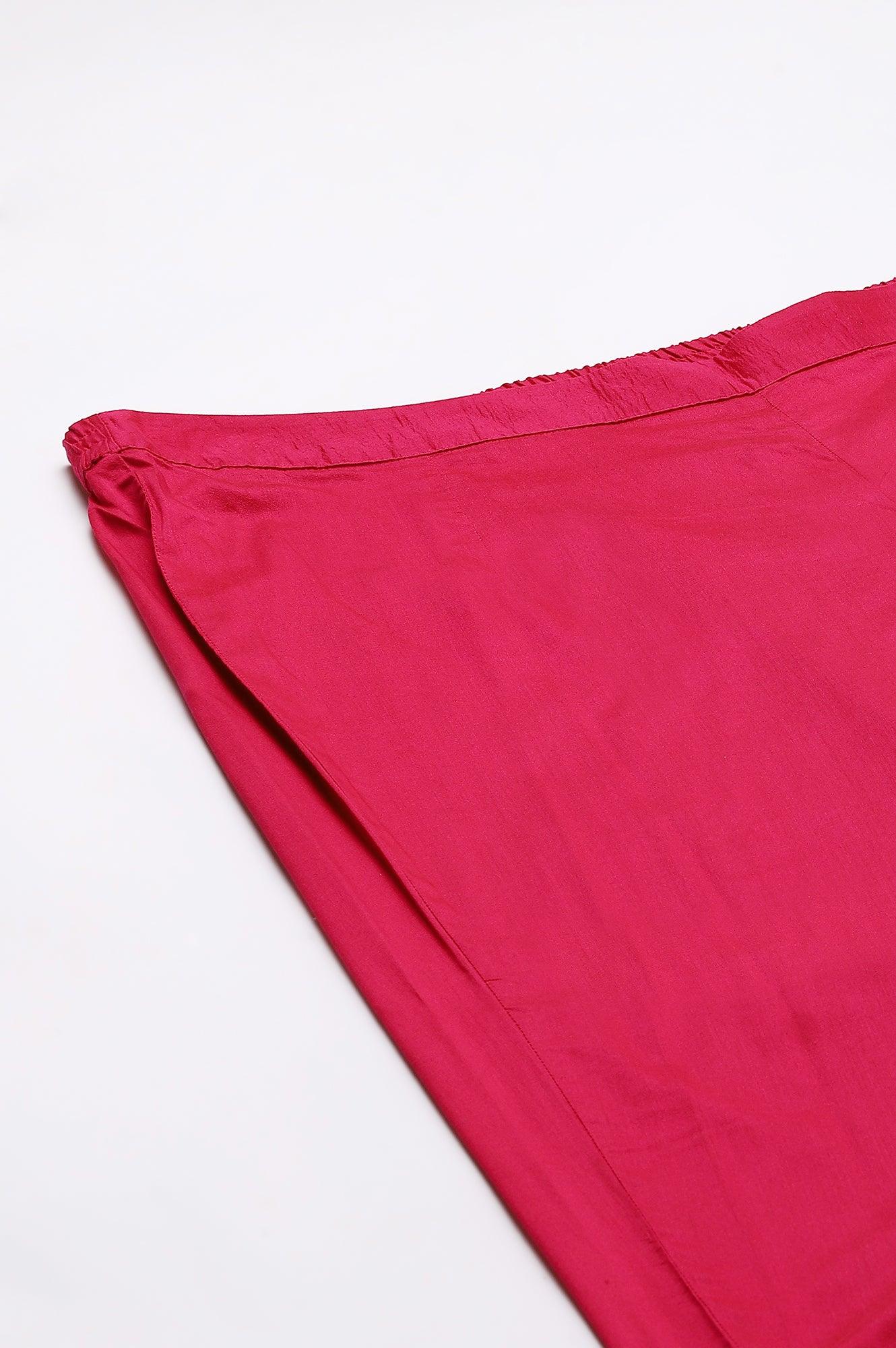 Dark Pink Solid Light Festive Plus Size Slim Pants - wforwoman