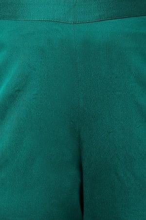 Dark Green Solid Light Festive Plus Size Slim Pants
