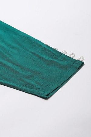 Dark Green Solid Light Festive Plus Size Slim Pants - wforwoman