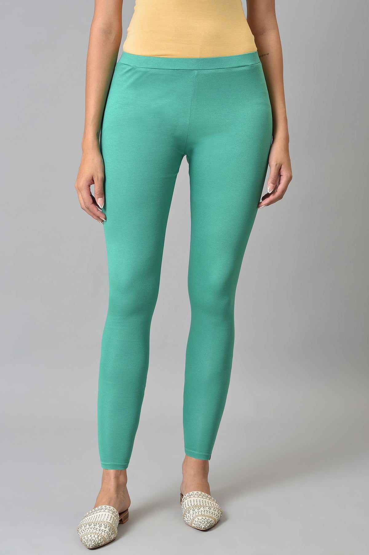 Green Knitted Women Tights - S