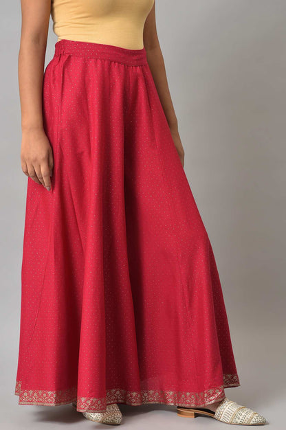 Fuchsia Pink Glitter Printed Culottes