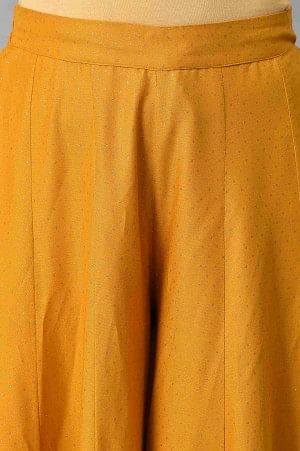 Mustard Glitter Printed Plus Size Culottes