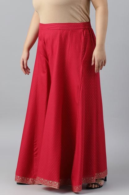 Fuchsia Pink Glitter Printed Plus Size Culottes