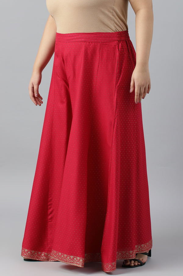 Fuchsia Pink Glitter Printed Plus Size Culottes