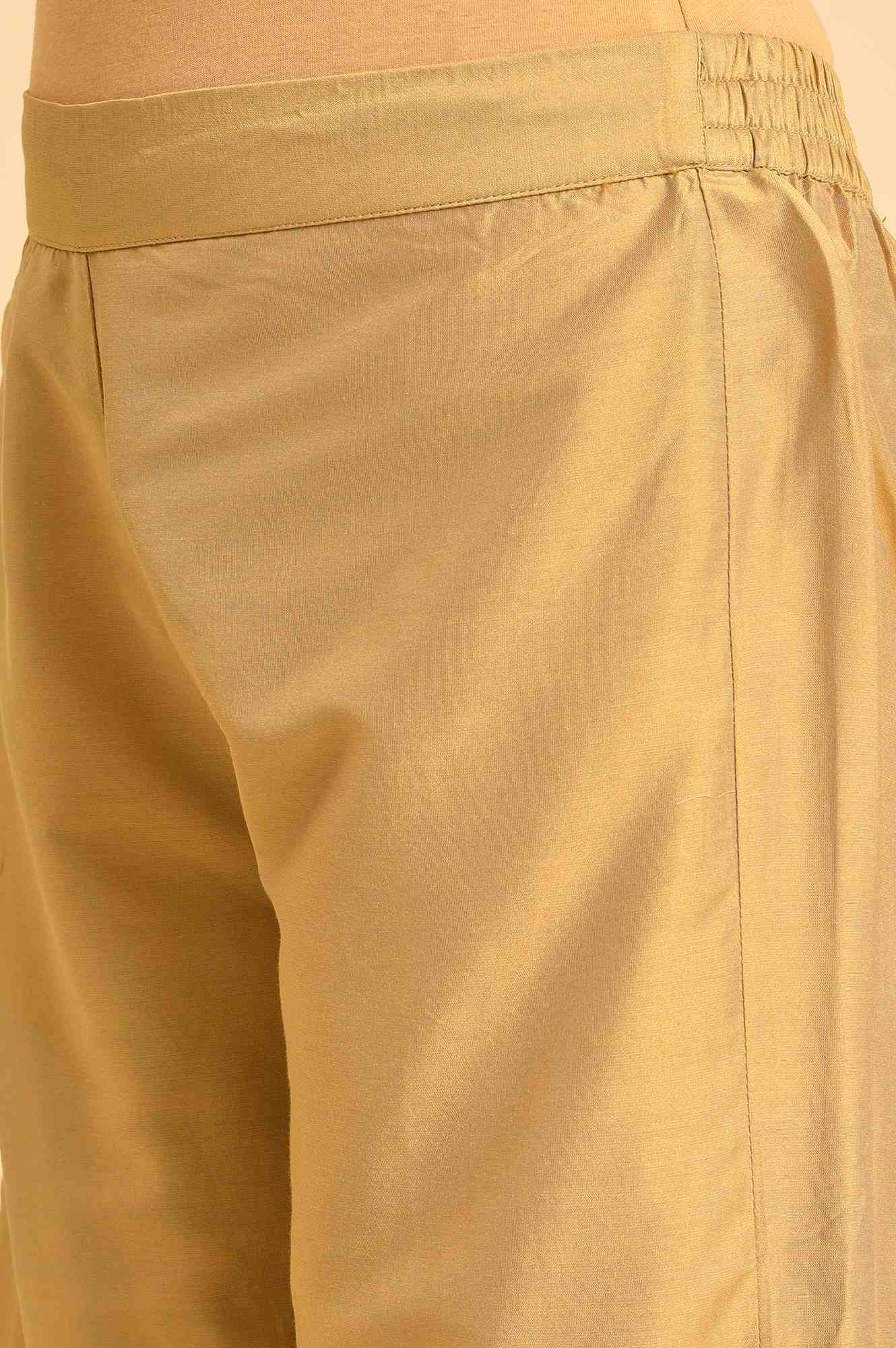 Gold Floral Brasso Wide Leg Parellel Pants