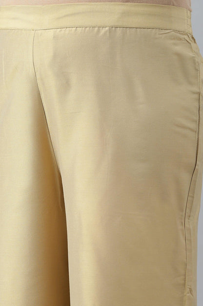 Gold Plus Size Parallel Pants With Brasso Panel - wforwoman