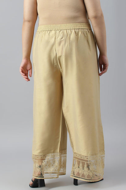 Gold Plus Size Parallel Pants With Brasso Panel - wforwoman