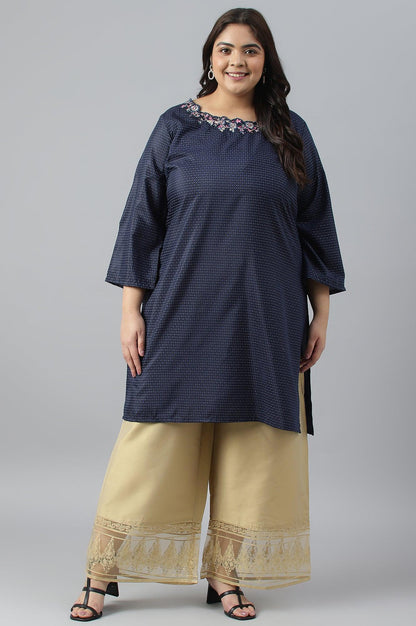 Gold Plus Size Parallel Pants With Brasso Panel - wforwoman
