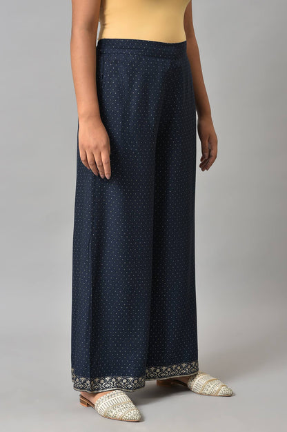 Blue Geometric Printed Straight Kurta with Parallel Pant Set
