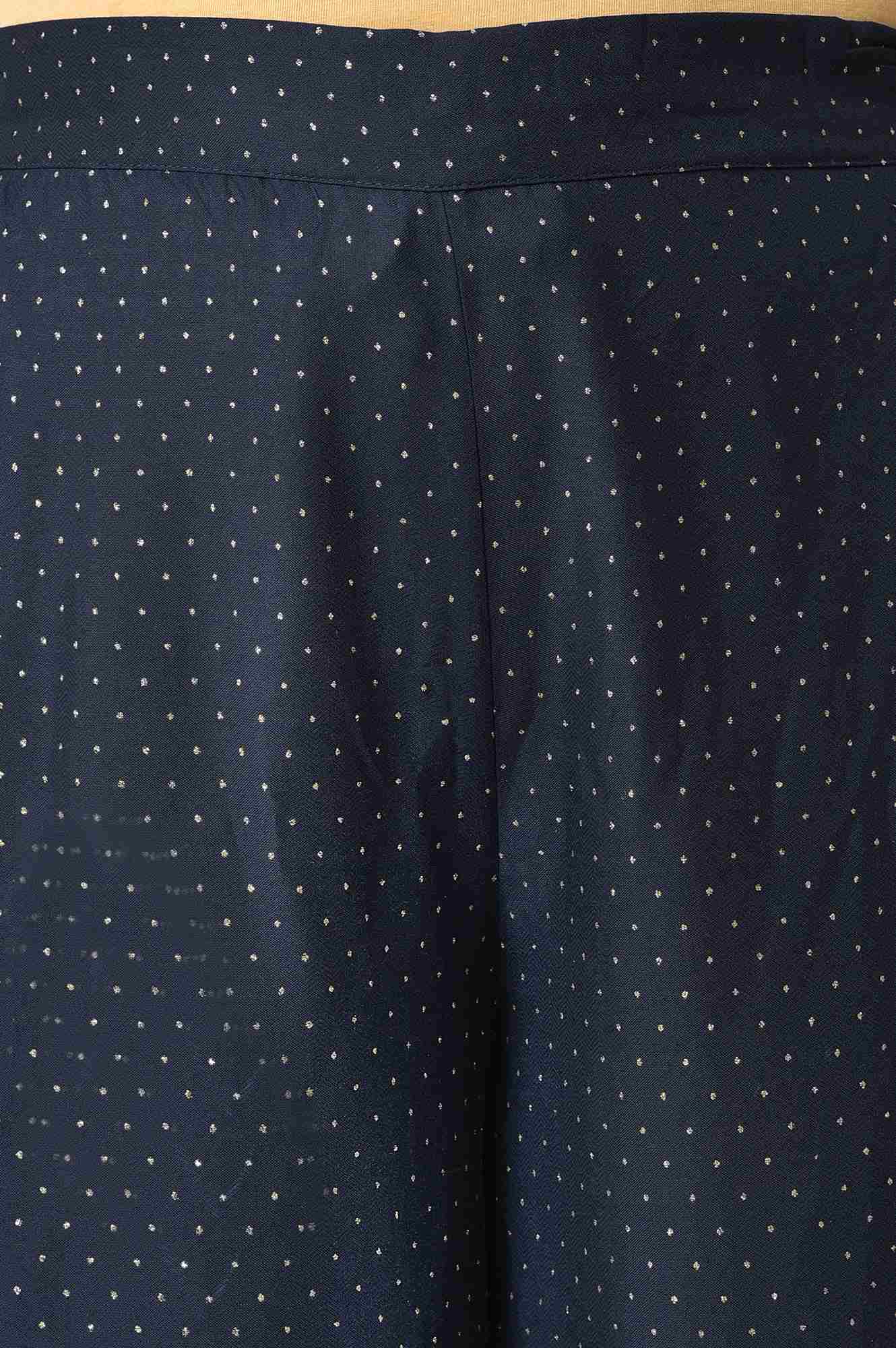 Blue Solid Printed Pure Cotton Straight Kurta with Parallel Pant Set