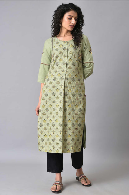 Black Straight Pants With Scalloped Hemline - wforwoman