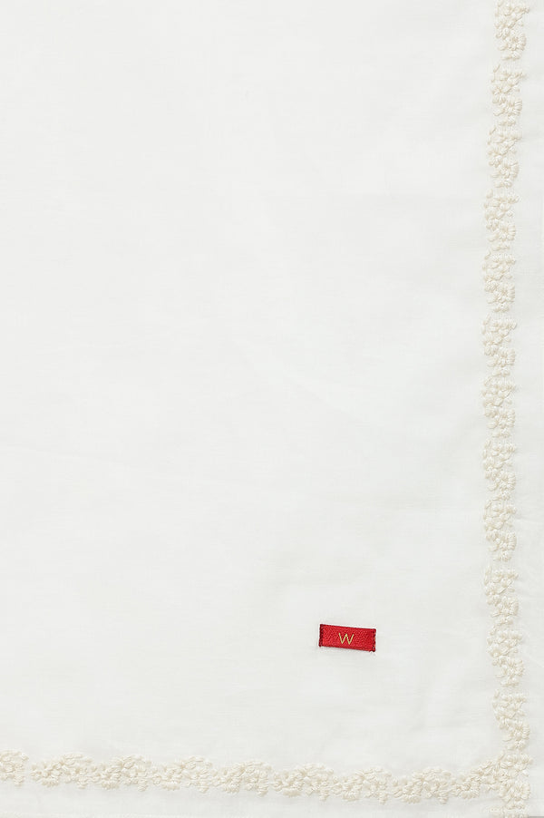 Off White Embroidered Voile Dupatta