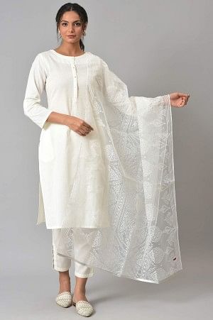Ecru Brasso Dupatta - FS