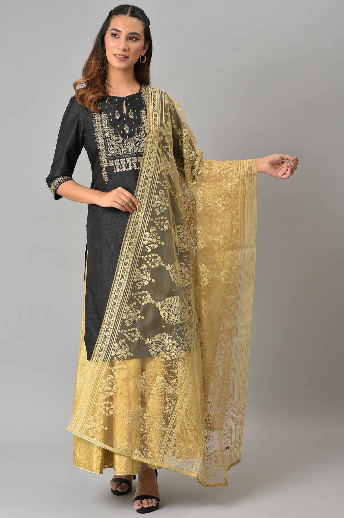Gold Light Festive Brasso Dupatta - FS