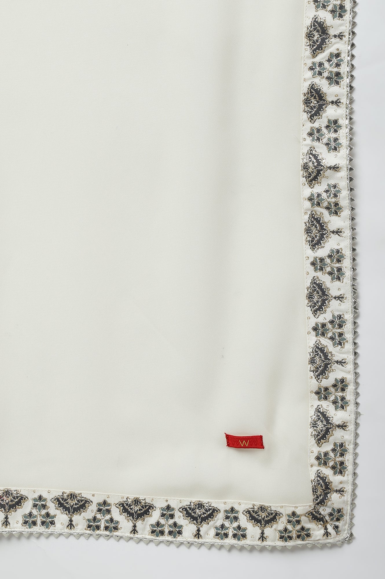 Ecru Georgette Dupatta With Gota Detailing