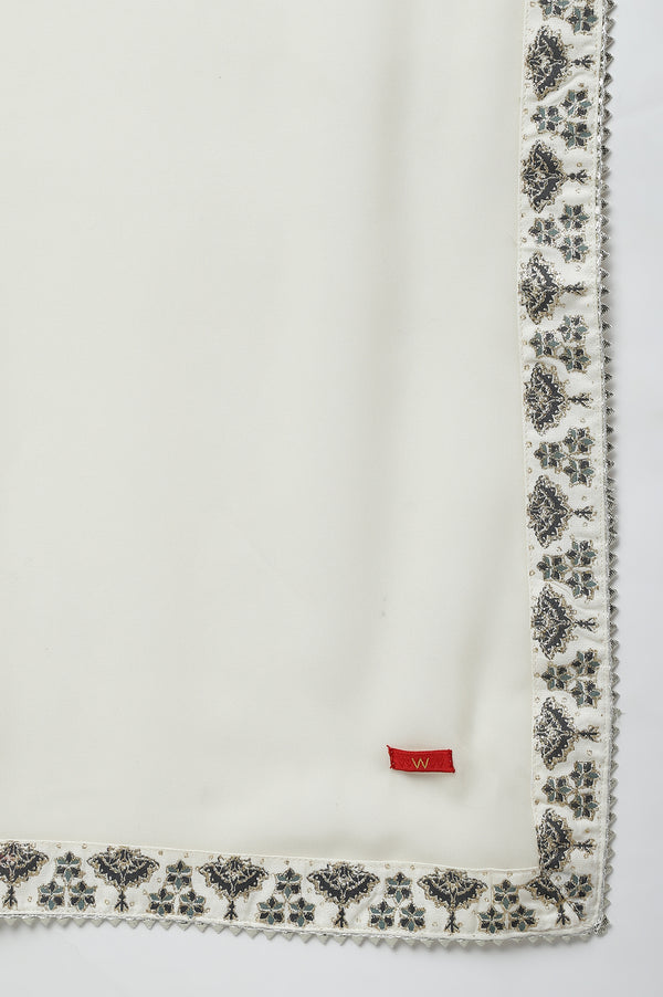 Ecru Georgette Dupatta With Gota Detailing