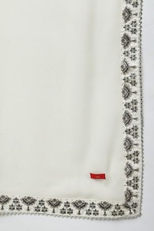White Multi-Coloured Printes kurta With Golden Pants And Dupatta