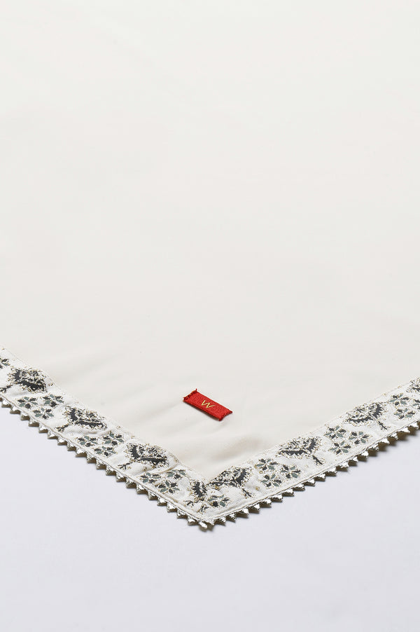 Ecru Georgette Dupatta With Gota Detailing