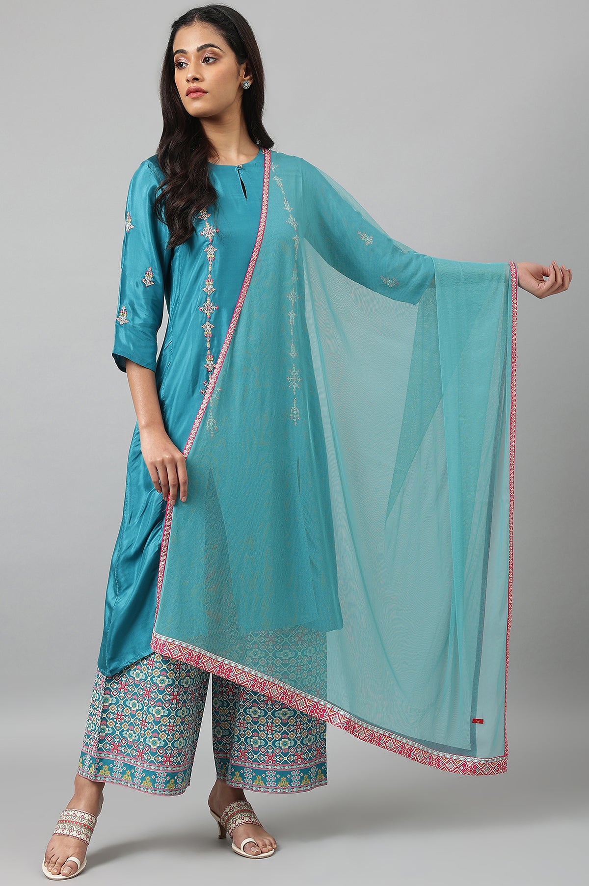 Light Blue Mesh Dupatta - FS