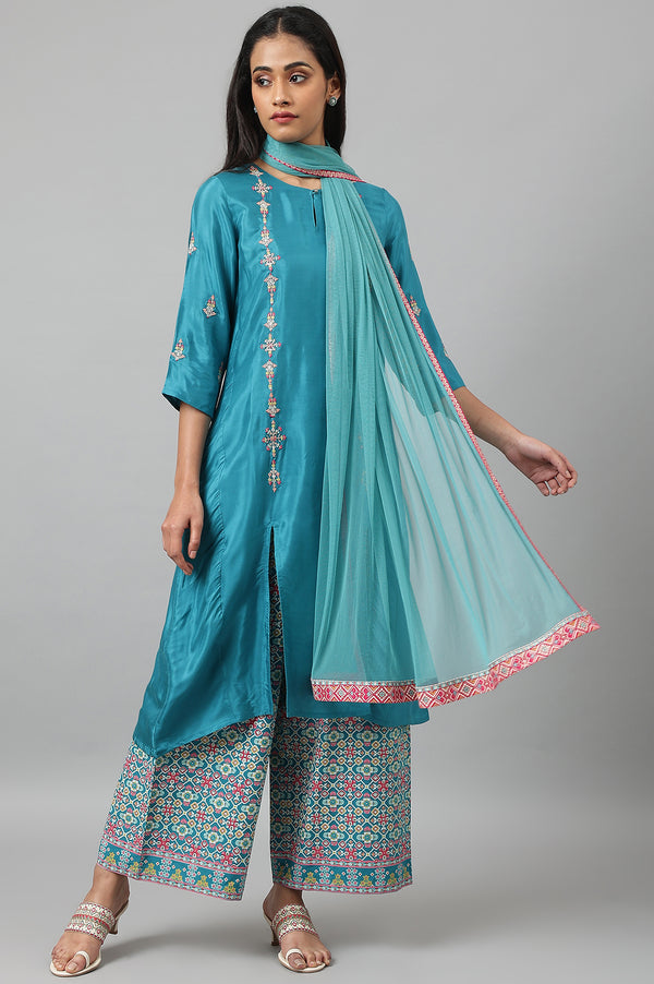 Light Blue Mesh Dupatta