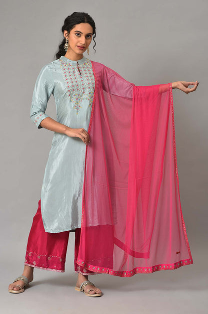 Dark Pink Mesh Dupatta