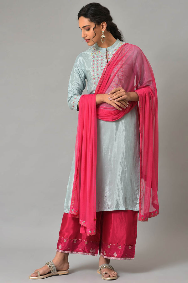 Dark Pink Mesh Dupatta