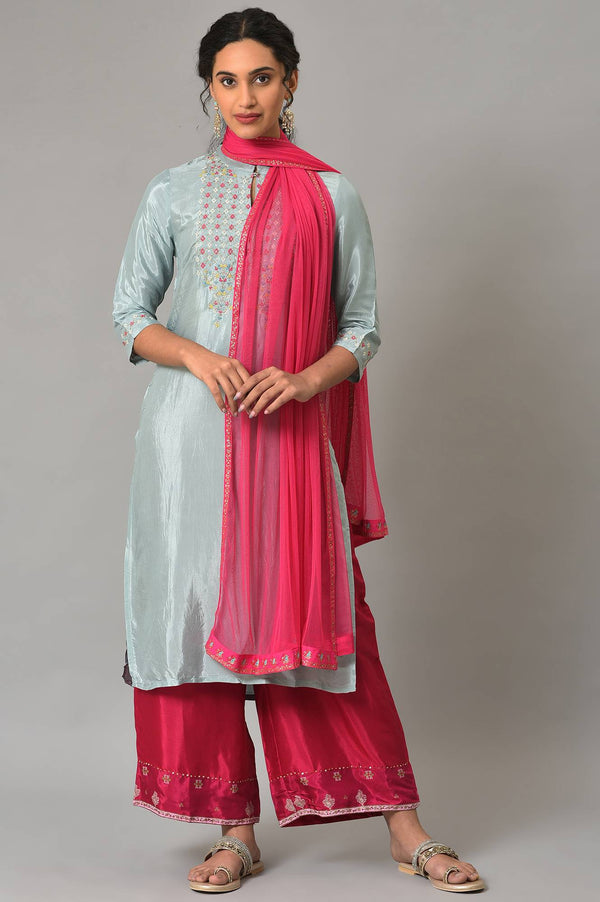 Dark Pink Mesh Dupatta
