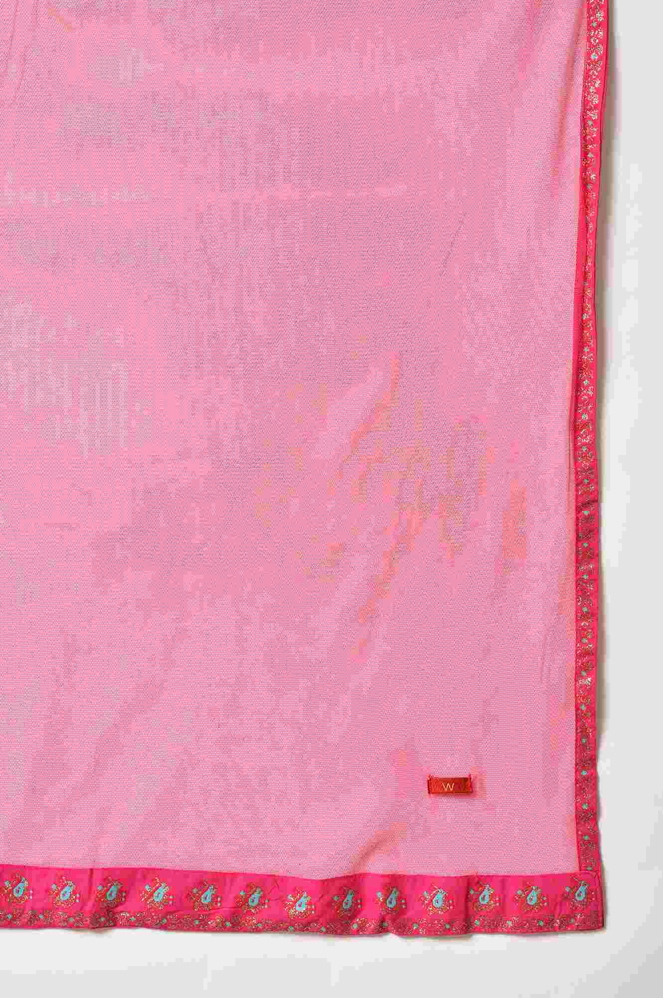 Dark Pink Mesh Dupatta