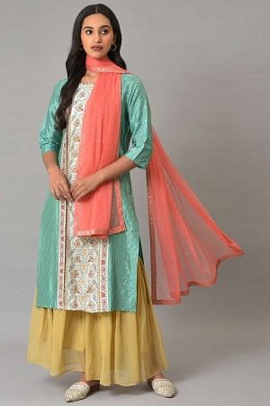 Orange Mesh Women Dupatta With Sequins