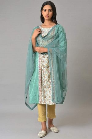 Aqua Blue Mesh Dupatta With Sequins